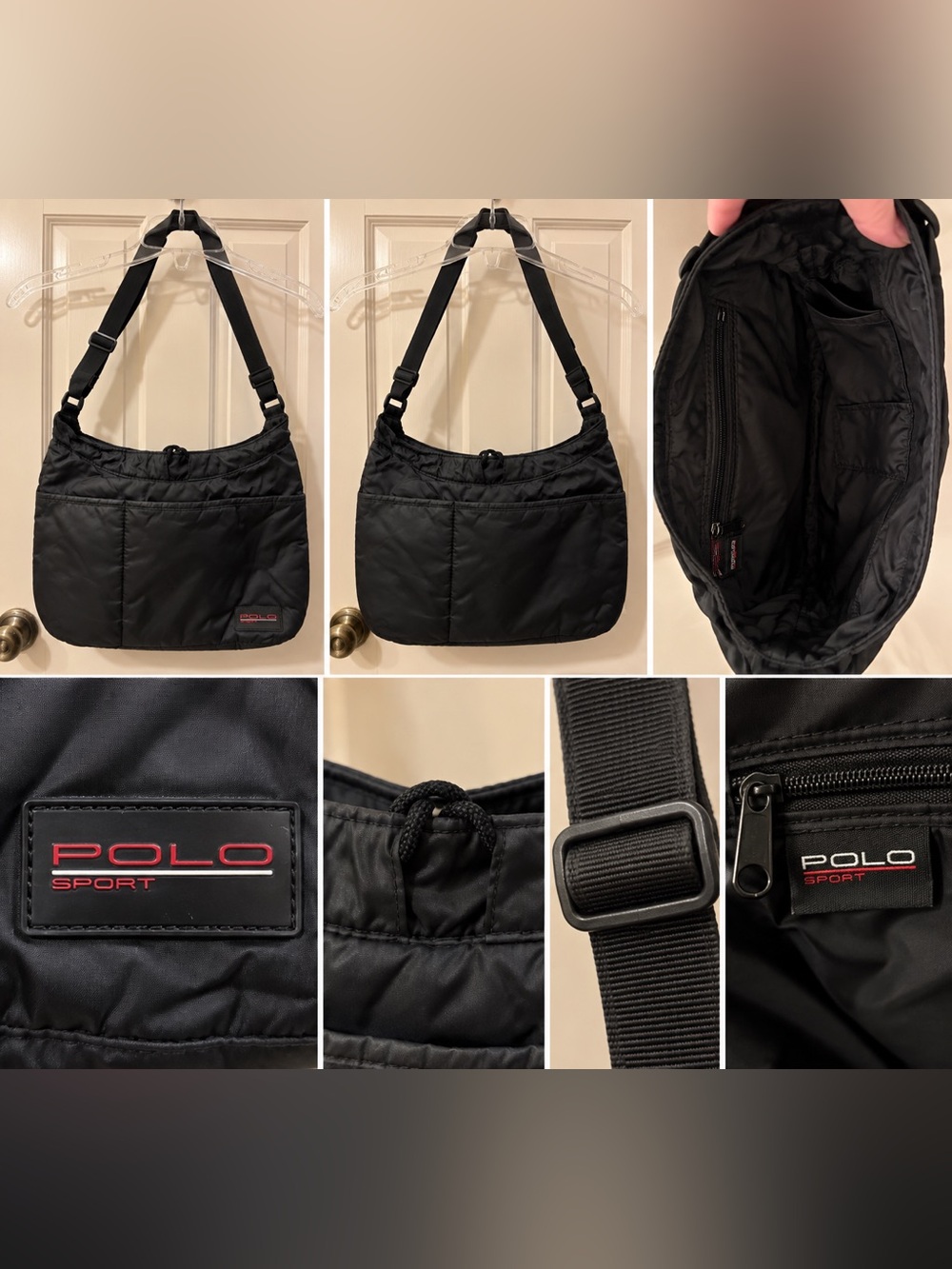 Polo by Ralph Lauren Black Nylon Crossbody Messenger Bag